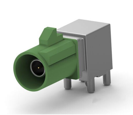 FAKRA SMB, Fakra Connector Plug, Male Pin 50 Ohms Through Hole, Right Angle Solder 2291392-5 green